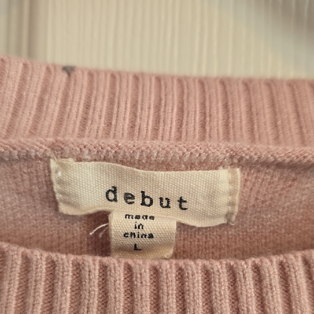 debut Pink and White‎ Floral & Heart Crewneck Sweater - Picture 2 of 4